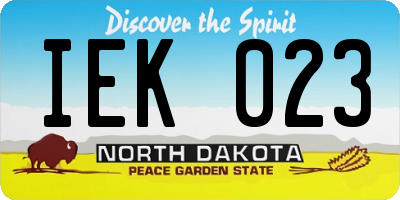ND license plate IEK023