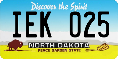 ND license plate IEK025