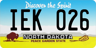 ND license plate IEK026
