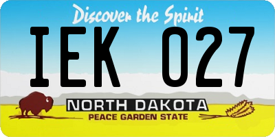 ND license plate IEK027