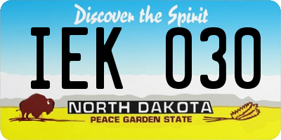 ND license plate IEK030