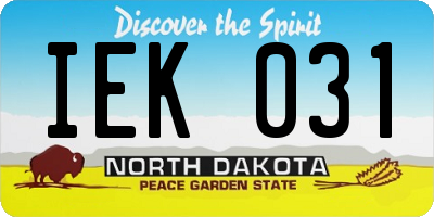 ND license plate IEK031