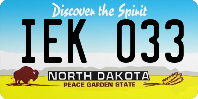 ND license plate IEK033