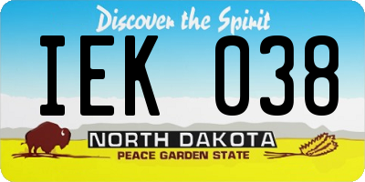 ND license plate IEK038