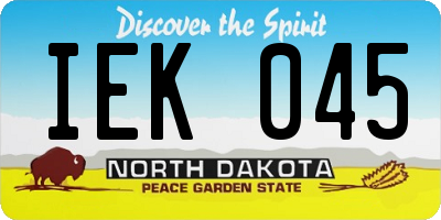 ND license plate IEK045