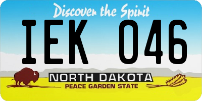 ND license plate IEK046
