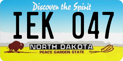 ND license plate IEK047