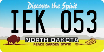 ND license plate IEK053