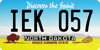 ND license plate IEK057