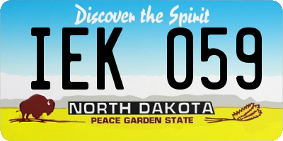 ND license plate IEK059