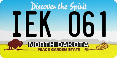 ND license plate IEK061