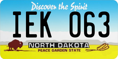 ND license plate IEK063