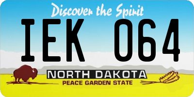 ND license plate IEK064