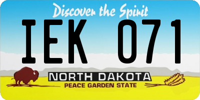 ND license plate IEK071