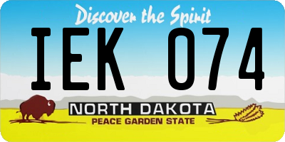 ND license plate IEK074