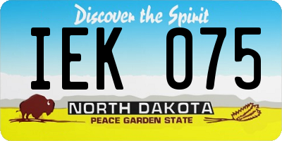 ND license plate IEK075