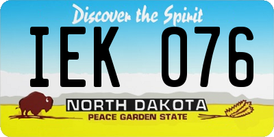 ND license plate IEK076