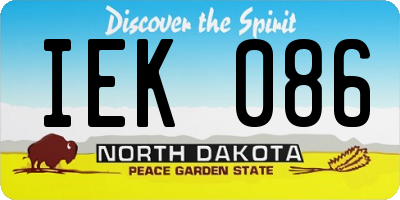 ND license plate IEK086