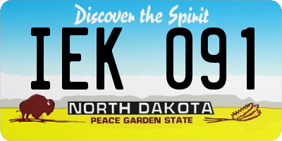 ND license plate IEK091