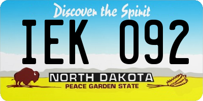 ND license plate IEK092