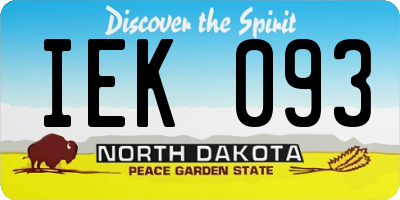 ND license plate IEK093