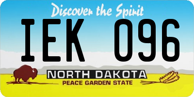 ND license plate IEK096