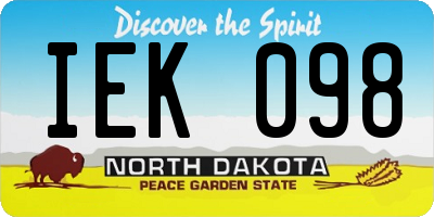 ND license plate IEK098