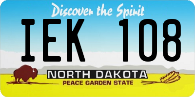 ND license plate IEK108
