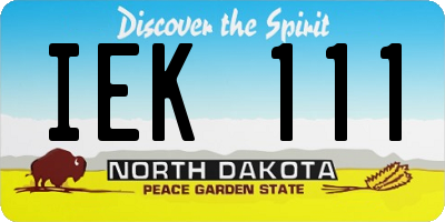 ND license plate IEK111