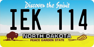 ND license plate IEK114