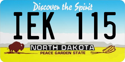 ND license plate IEK115