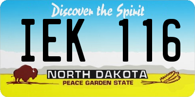 ND license plate IEK116