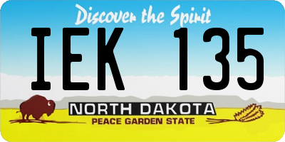 ND license plate IEK135