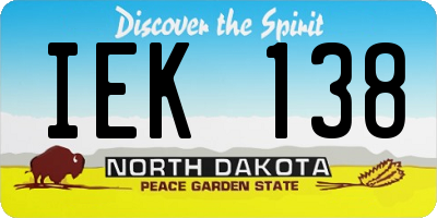 ND license plate IEK138