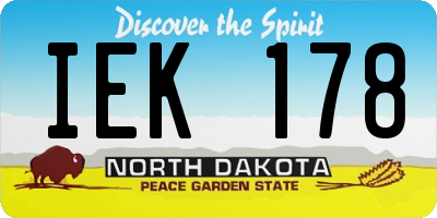 ND license plate IEK178