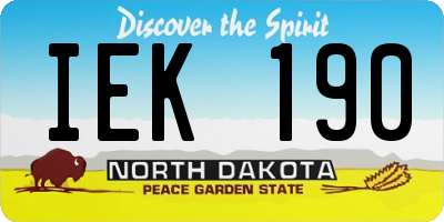 ND license plate IEK190