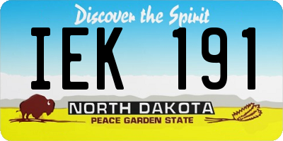 ND license plate IEK191