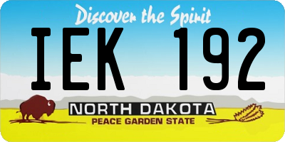 ND license plate IEK192