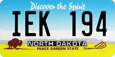 ND license plate IEK194
