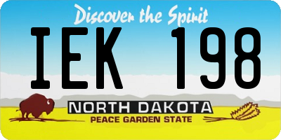 ND license plate IEK198