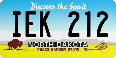 ND license plate IEK212