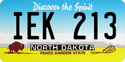 ND license plate IEK213