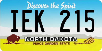 ND license plate IEK215