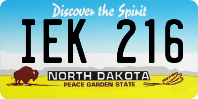 ND license plate IEK216