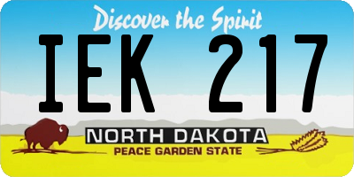 ND license plate IEK217