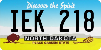 ND license plate IEK218