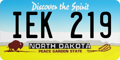 ND license plate IEK219