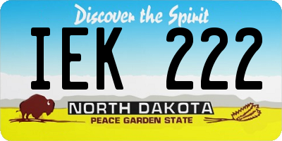 ND license plate IEK222