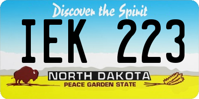 ND license plate IEK223