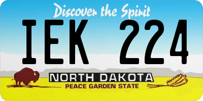 ND license plate IEK224